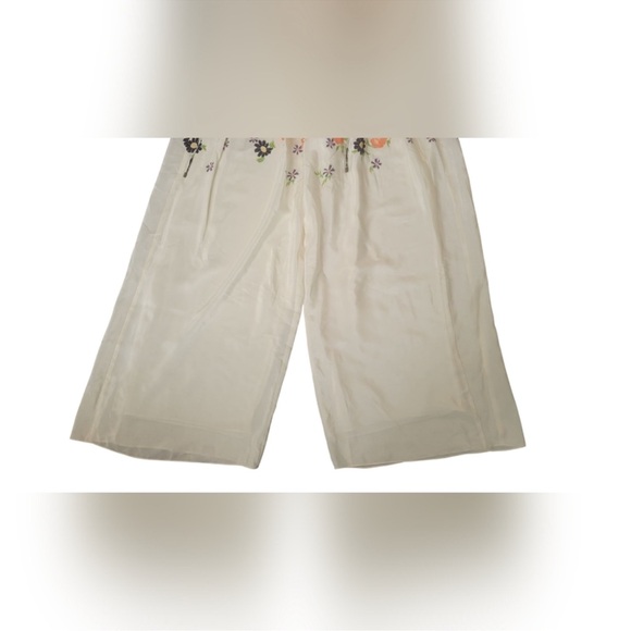 Elevenses Anthropologie Floral Silk Jumpsuit with Coral Accents - Picture 6 of 12